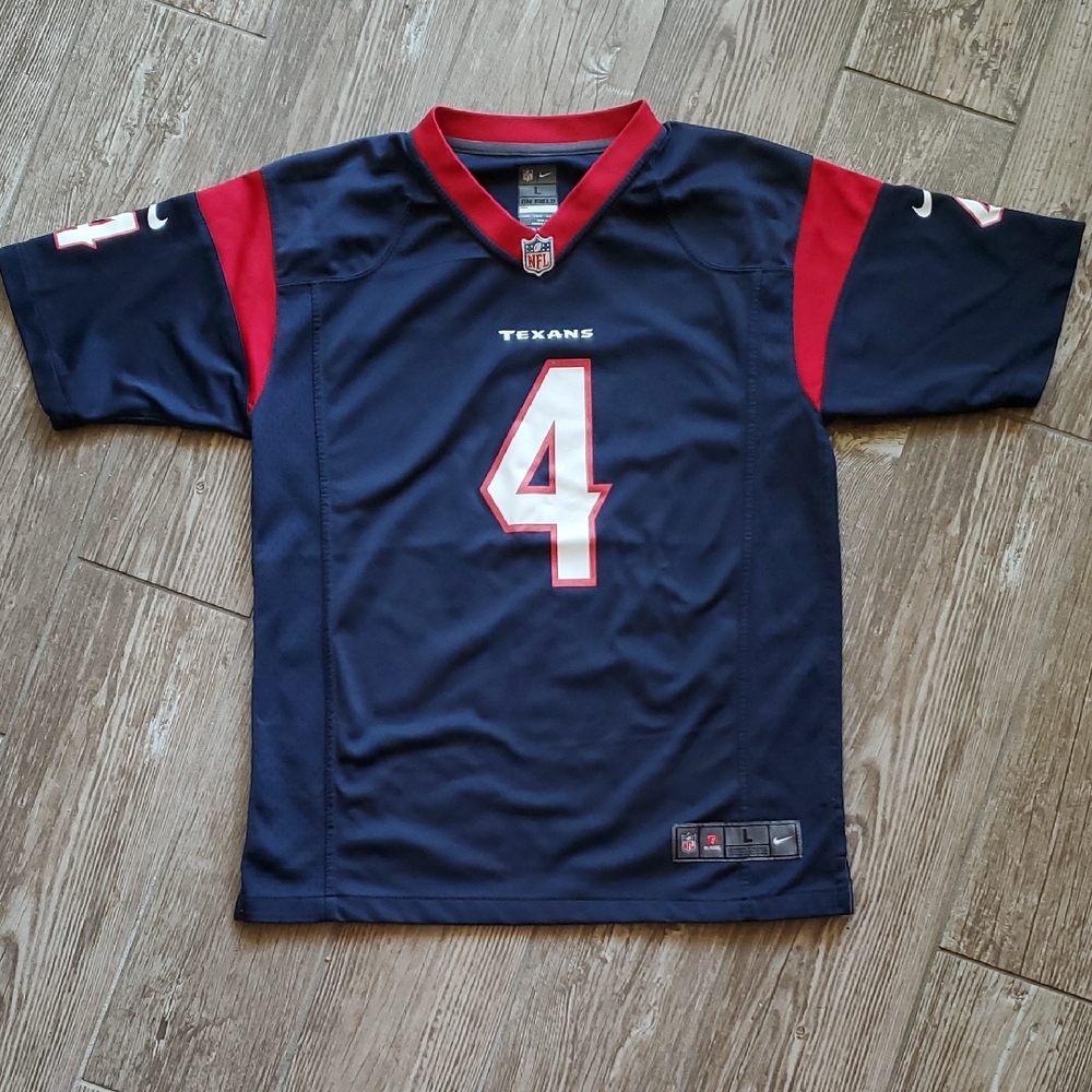 NFL Deshaun Watson #4 Navy and Red On-Field Jersey, sz Young Adult L 14/16